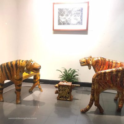 Bàn ghế sơn mài Song Hổ Nhã Toạ