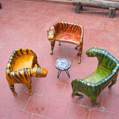 Bàn ghế sơn mài Tam Hổ Đàm Kỷ