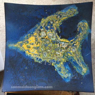 Đĩa sơn mài Bích Hải Kim Ngư