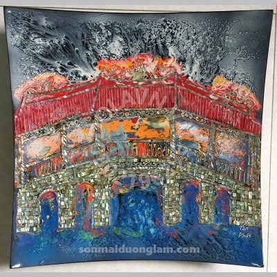 Đĩa sơn mài Cổ Độ Hồng Lan