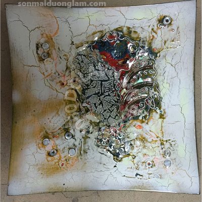 Đĩa sơn mài Hà Địa Diễm Văn