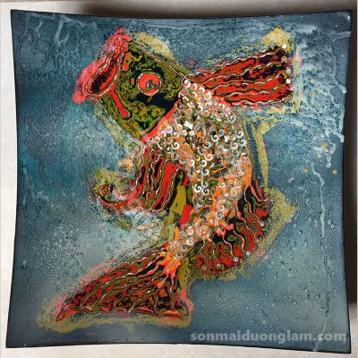 Đĩa sơn mài Hỏa Lân Vũ Lãng