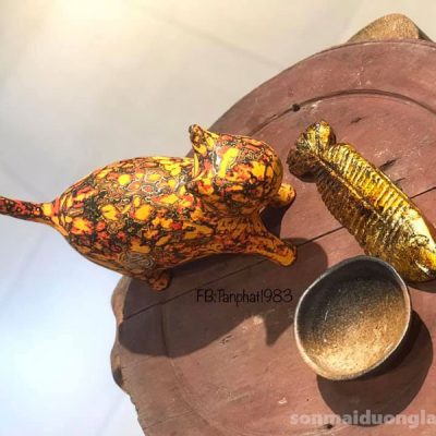 Alternative view of Tượng sơn mài Kim Ngư Yến Miêu