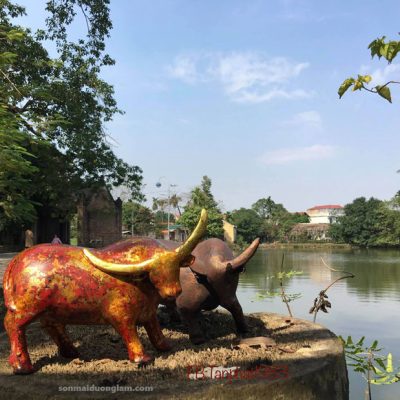 Alternative view of Tượng sơn mài Lâm Dã Song Ngưu