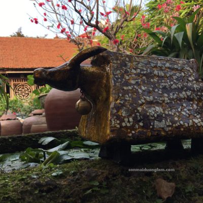 Alternative view of Tượng sơn mài Thanh Âm Chuông Trâu Chiều